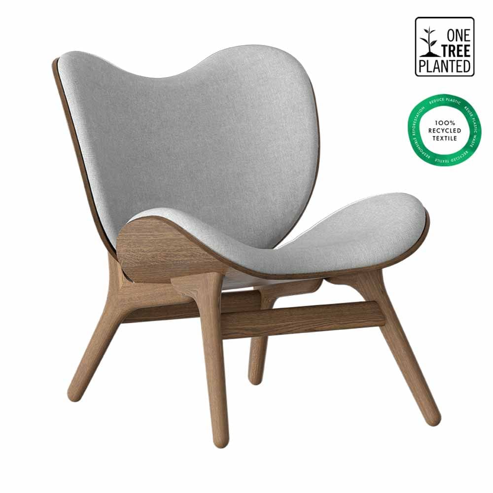Umage A Conversation Piece Low, fauteuil confortable avec dossier bas, en bois et tissu, chêne foncé, sterling
