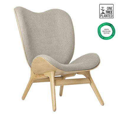 Umage A Conversation Piece Tall, fauteuil confortable avec dossier haut, en bois et tissu, chêne, sable blanc