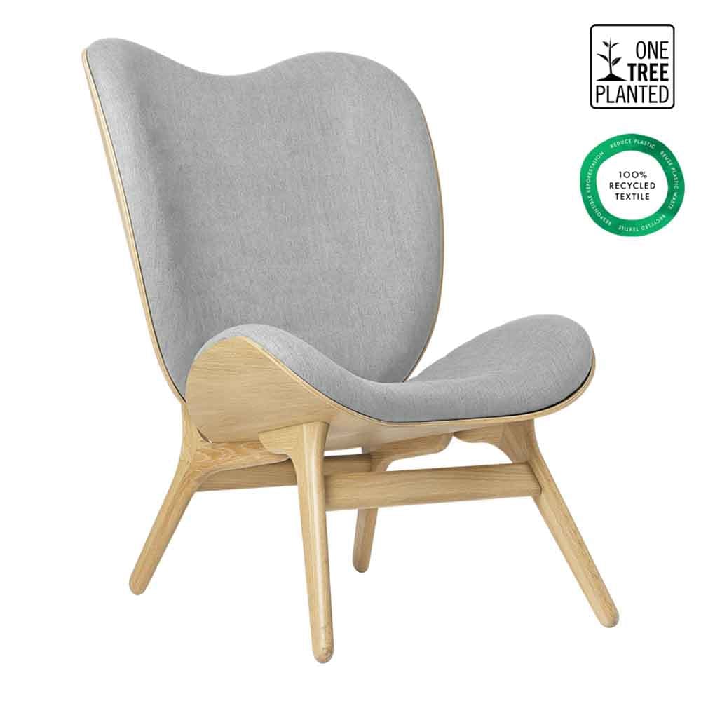 Umage A Conversation Piece Tall, fauteuil confortable avec dossier haut, en bois et tissu, chêne, sterling