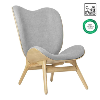 Umage A Conversation Piece Tall, fauteuil confortable avec dossier haut, en bois et tissu, chêne, sterling