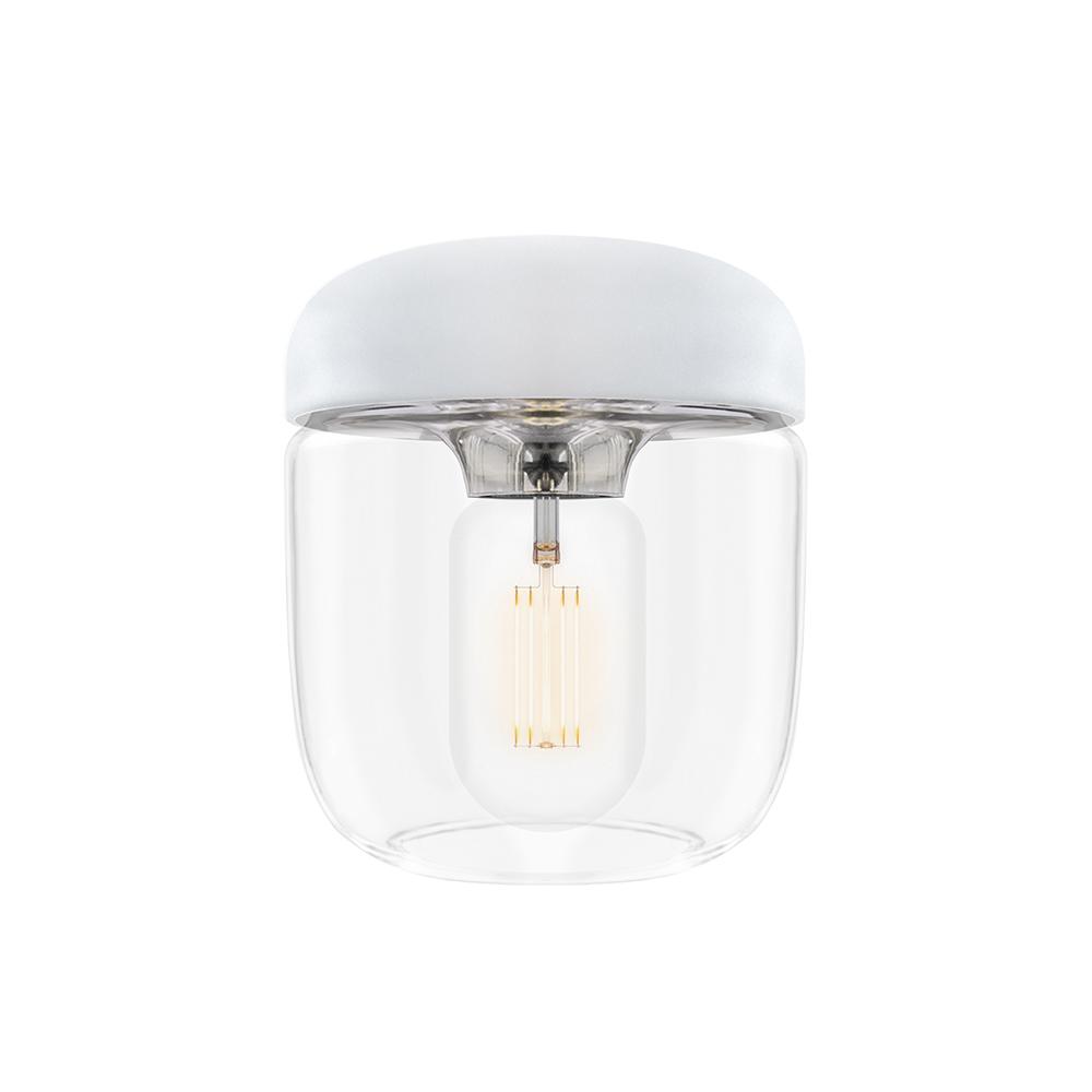 Umage Acorn, petit abat-jour en forme de cloche avec un choix de finitions, en verre et silicone, blanc, chrome
