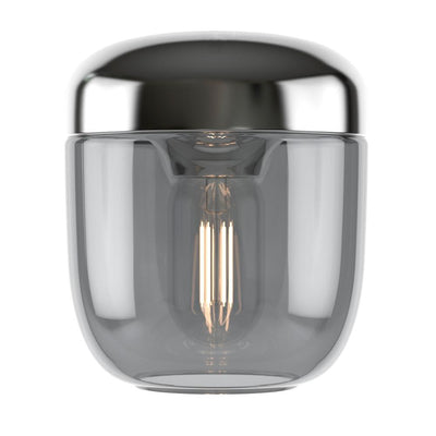 Umage Acorn, petit abat-jour en forme de cloche avec un choix de finitions, en verre et silicone, acier fumé