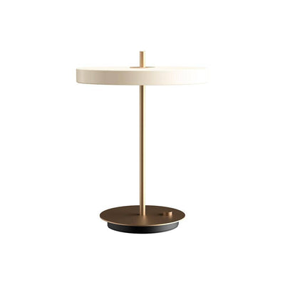 Umage Asteria, lampe de table LED ronde, en acier et acrylique,  blanc perle