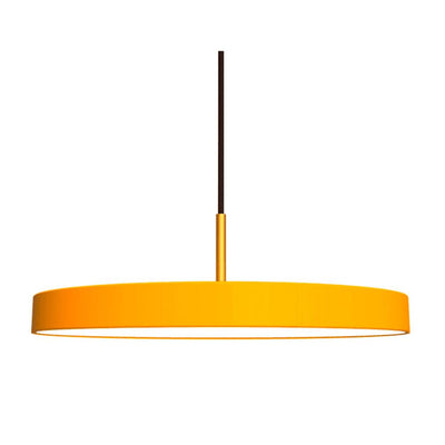 Umage Asteria, lampe suspendue LED ronde, en acier et acrylique,  jaune safran, laiton