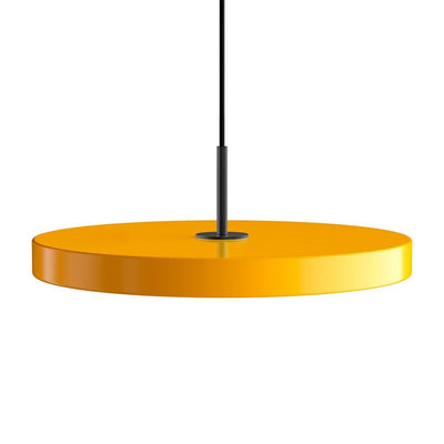 Umage Asteria, lampe suspendue LED ronde, en acier et acrylique,  jaune safran, noir