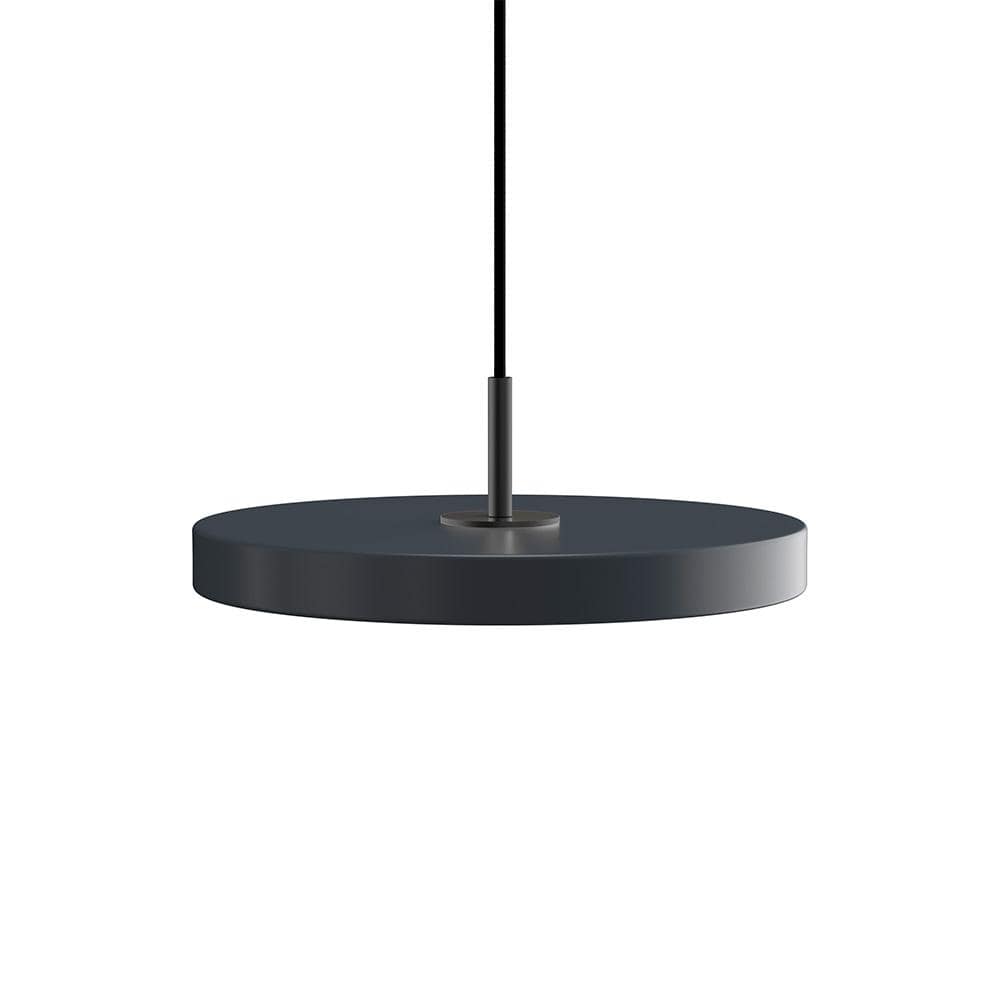 Umage Asteria mini, lampe suspendue LED ronde, en acier et acrylique, gris anthracite, noir