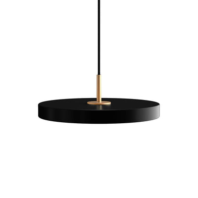 Umage Asteria mini, lampe suspendue LED ronde, en acier et acrylique,  noir, laiton