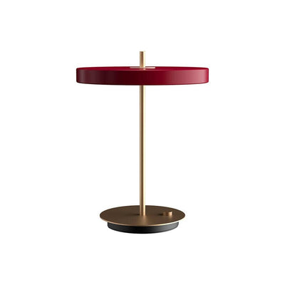 Umage Asteria, lampe de table LED ronde, en acier et acrylique,  rouge rubis
