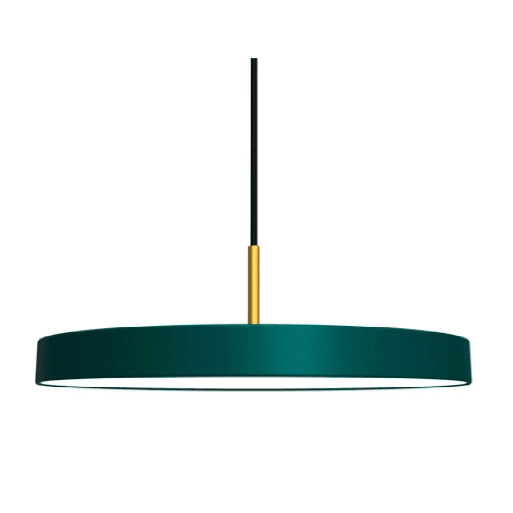 Umage Asteria, lampe suspendue LED ronde, en acier et acrylique,  vert forêt, laiton