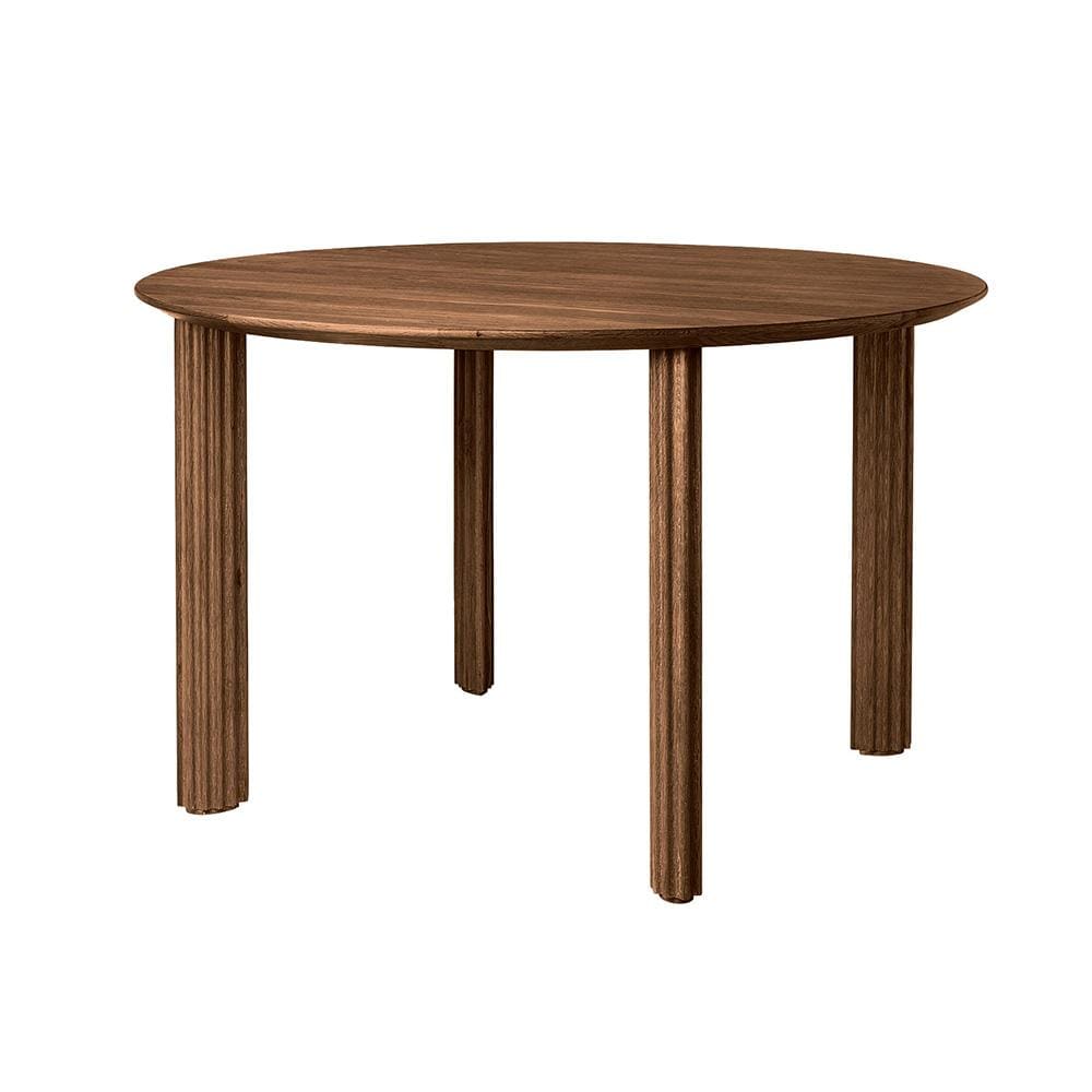 Umage Comfort Circle, table de salle à manger pour 4 personnes, en bois, empattement ondulé, chêne foncé