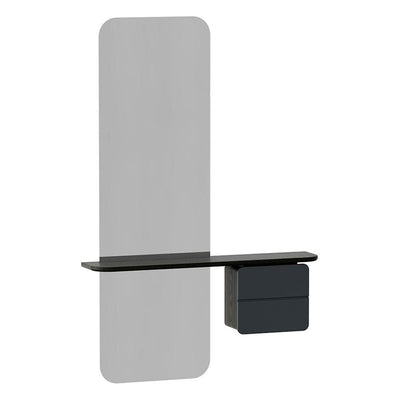 Umage One More Look, miroir avec rangement, en bois et verre, gris anthracite, chêne noir