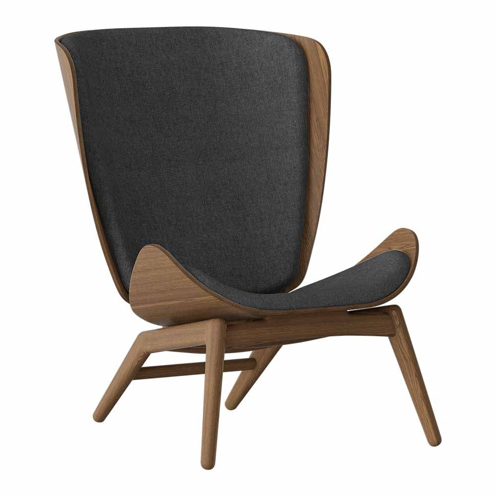 Umage The reader, fauteuil avec dossier haut, en bois et polyester,  ombre, chêne foncé