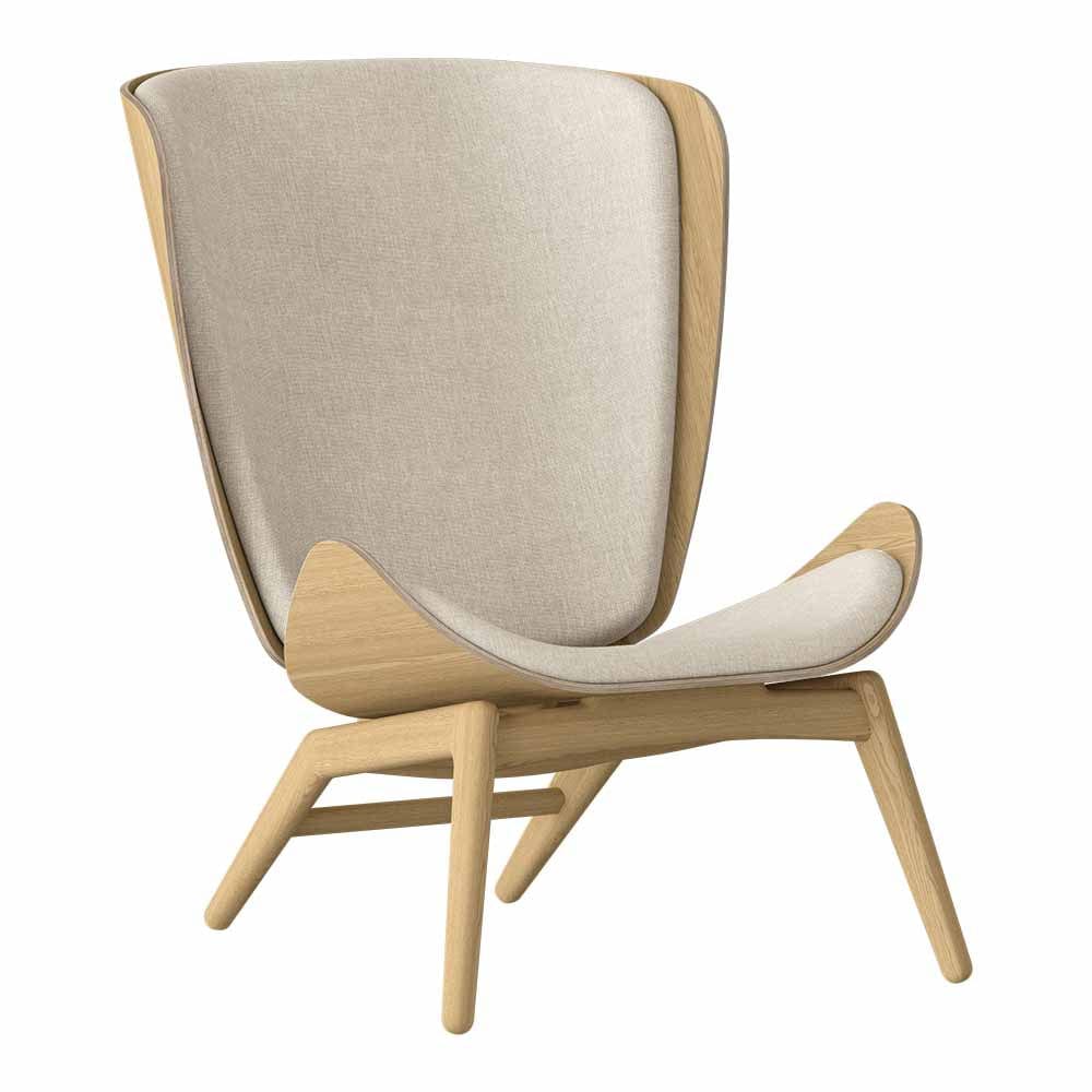 Umage The reader, fauteuil avec dossier haut, en bois et polyester,  sable blanc, chêne
