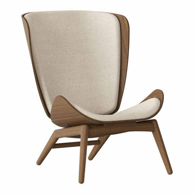 Umage The reader, fauteuil avec dossier haut, en bois et polyester,  sable blanc, chêne foncé