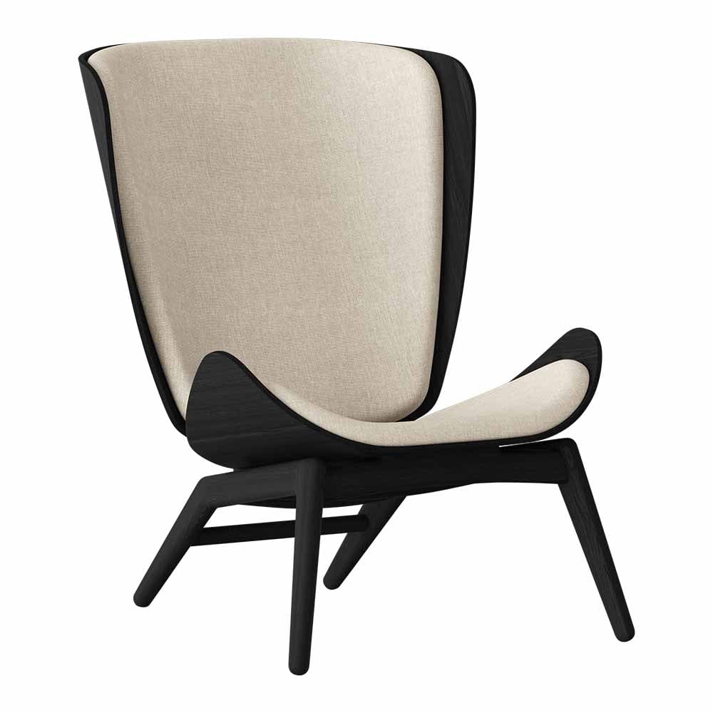 Umage The reader, fauteuil avec dossier haut, en bois et polyester,  sable blanc, chêne noir