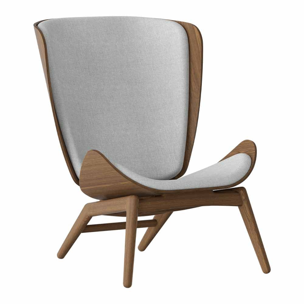 Umage The reader, fauteuil avec dossier haut, en bois et polyester,  sterling, chêne foncé