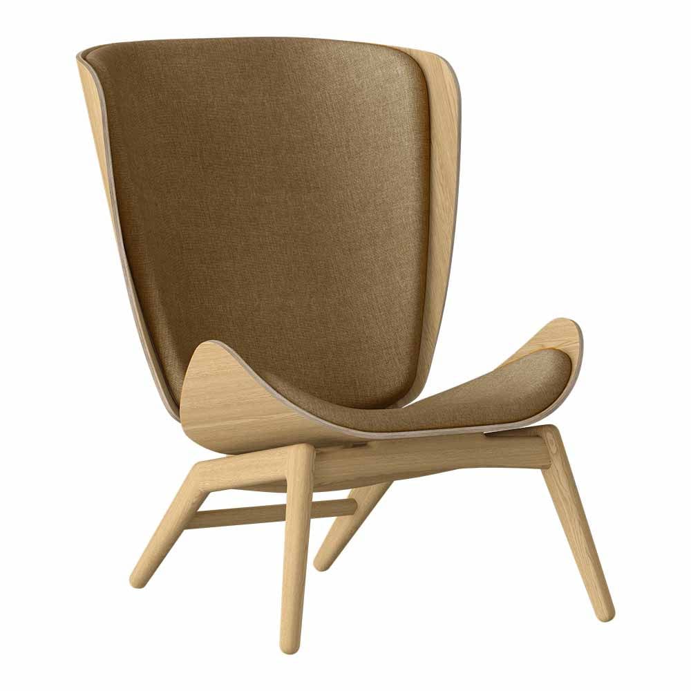 Umage The reader, fauteuil avec dossier haut, en bois et polyester,  sucre brun, chêne